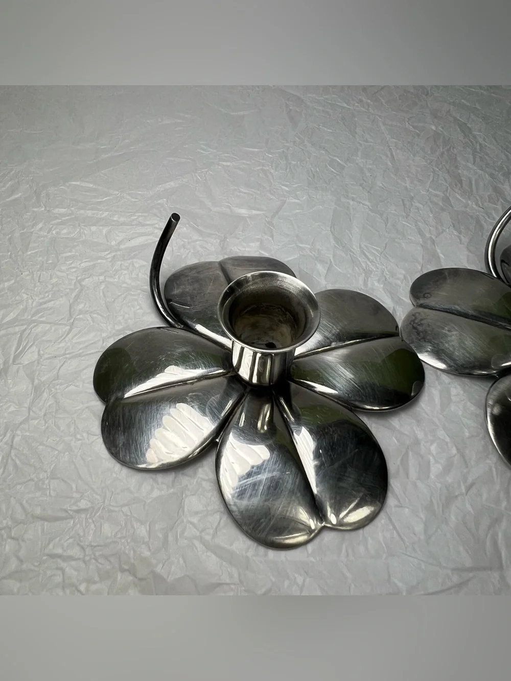 Carl Christiansen Silver Candle Holders Clover Mid Century Scandinavian Decor